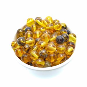 Round 4mm loose amber beads ~ Honey to green colors