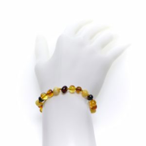 Multicolored Baltic amber teething bracelet/anklet