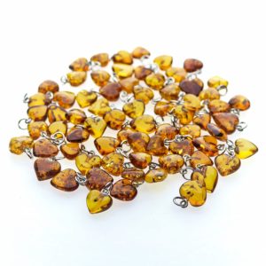 Tiny Baltic amber heart charm / bead
