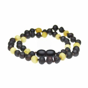 Bi-color frosted raw amber beads ~ Baby necklace