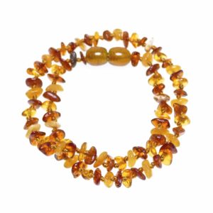 Bi-color chip bead Baltic amber baby necklace