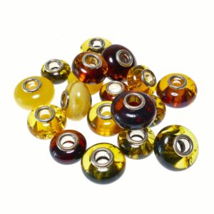 Multicolored Baltic amber charms for bracelets - 5 pack