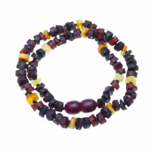 Cherry barrel bead ~ Raw amber baby necklace