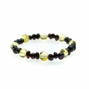 Stretch baby bracelet ~ Lemon & cherry amber beads