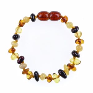 Baby bracelet - multicolored chip shape amber beads